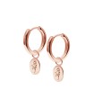 Rose Birth Flower Silver Huggie Earring Charms HO-2712